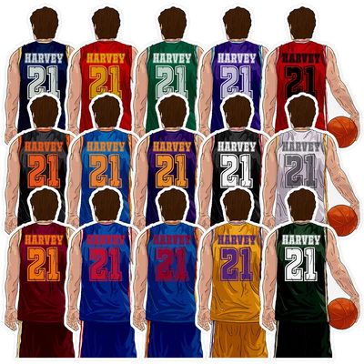 Personalized Custom Basketball Name and Number Sticker Choose Your Basketball Team Player Jerseys Waterproof Vinyl Sticker for Water Bottle Cars Laptops Phone Gifts for Women Adults Kids Boys