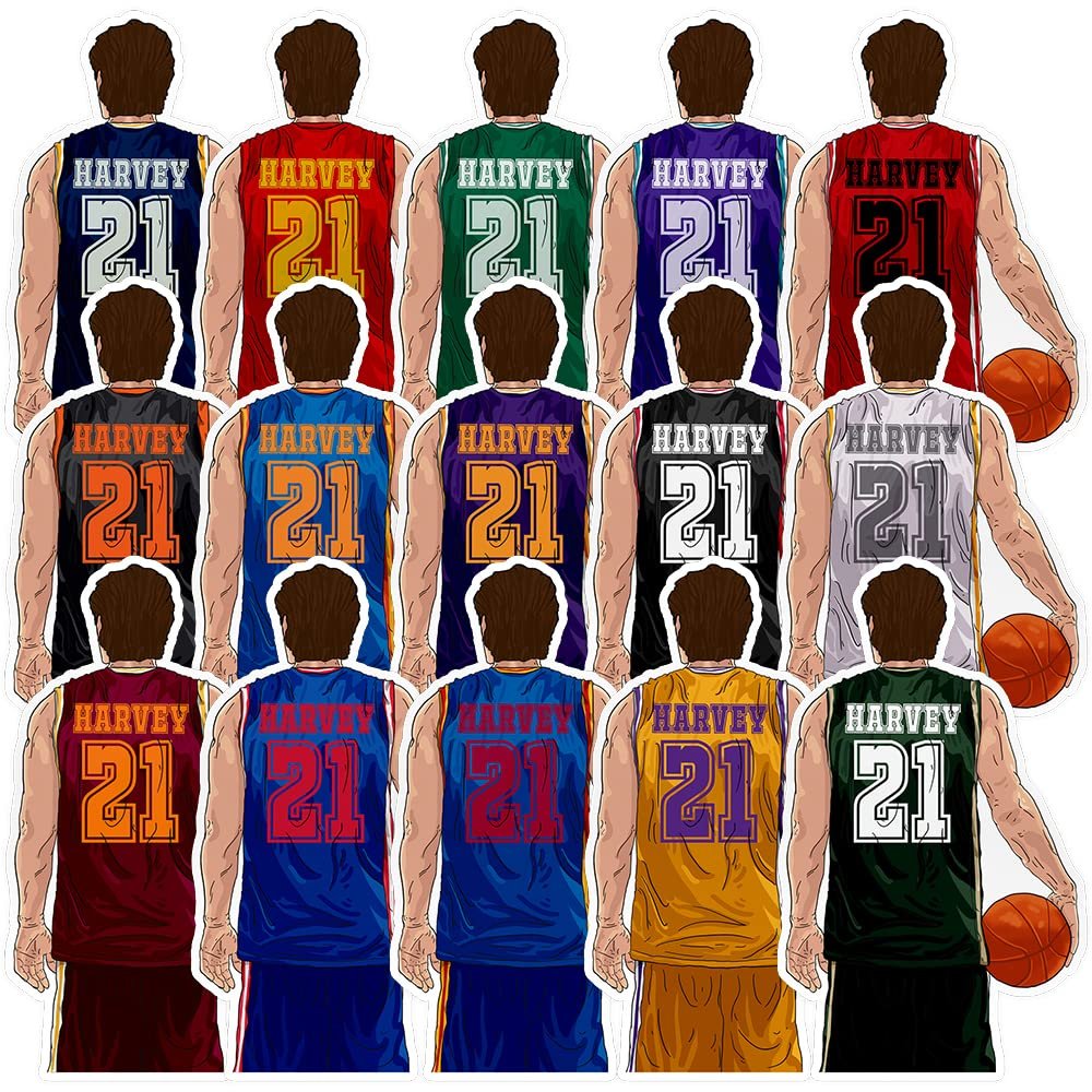 Personalized Custom Basketball Name and Number Sticker Choose Your Basketball Team Player Jerseys Waterproof Vinyl Sticker for Water Bottle Cars Laptops Phone Gifts for Women Adults Kids Boys