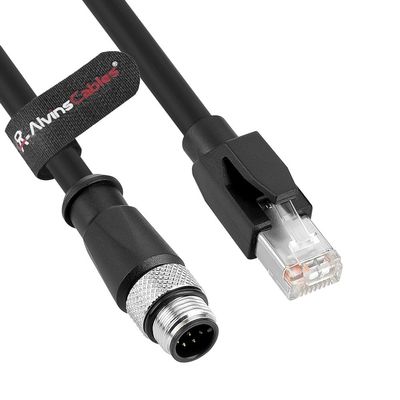 Alvin's Cables M12 A-Code 8 Pin Male to RJ45 Cat6a Ethernet Cable Shielded for Industrial Automation Network Devices, High-Flex Drag-Chain 15M/49.2ft
