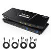 TESmart USB 3.0 HDMI KVM Switch 2 Monitors 2 Computers 4K@60Hz, Dual Monitor KVM Switch HDMI 2 Port Extended Display, Audio&Microphone, EDID Emulators, Hotkey Switch, Button Switch with Input Cables view 1