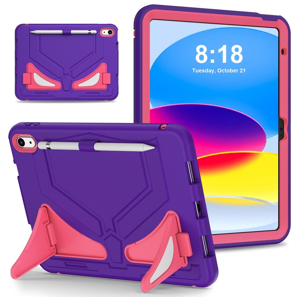 Case Cover Case Compatible with iPad 10th Generation Case 2022 Release Tablet Case Shockproof Rugged Protective Cover with Stand Compatible with Kids Girl Boys Children Tablet Cover ( Color : Purple+R