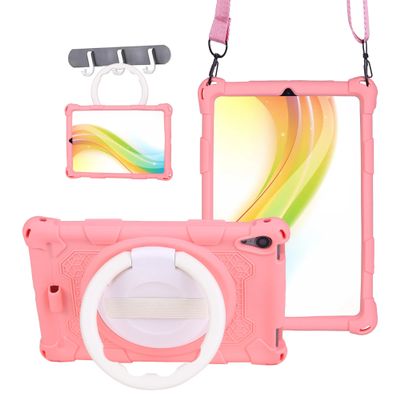 SGTD Case Cover Kids Case Compatible with Lenovo Smart Tab M8 HD 8" TB-8505F/8505X/8705F,Soft Silicone Lightweight Case,with Hand Strap Shoulder Belt Rotatable Stand Cover Tablet Cover (Color : Pink)