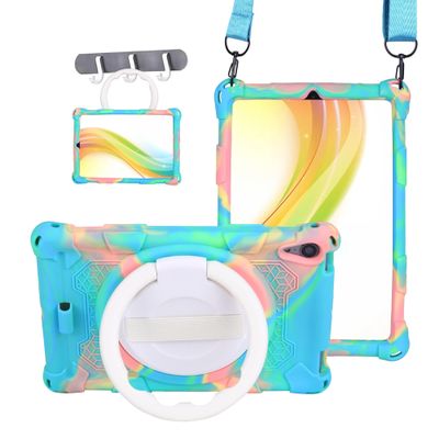 Case Cover Kids Case Compatible with Lenovo Smart Tab M8 HD 8" TB-8505F/8505X/8705F,Soft Silicone Lightweight Case,with Hand Strap Shoulder Belt Rotatable Stand Cover Tablet Cover ( Color : Blue pink