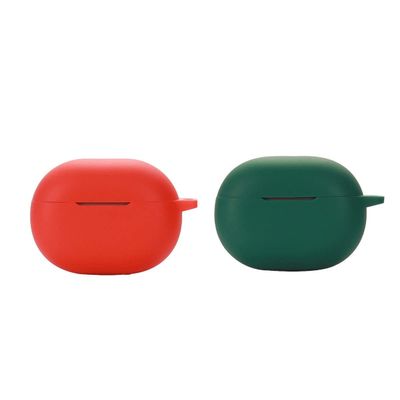 2 Pack DAYJOY Soft Silicone Protective Case Cover Compatible with SoundPEATS Engine4 Earbuds, Protective Skin Sleeve with Key Chain (red+Green)