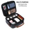 KYALOU Electronics Travel Organizer, Large Electronic Accessories Cable Case with Adjustable Dividers, Waterproof Tech Storage Bag Gifts with Double Layers for Cord, Charger, Power Bank - Black view 4