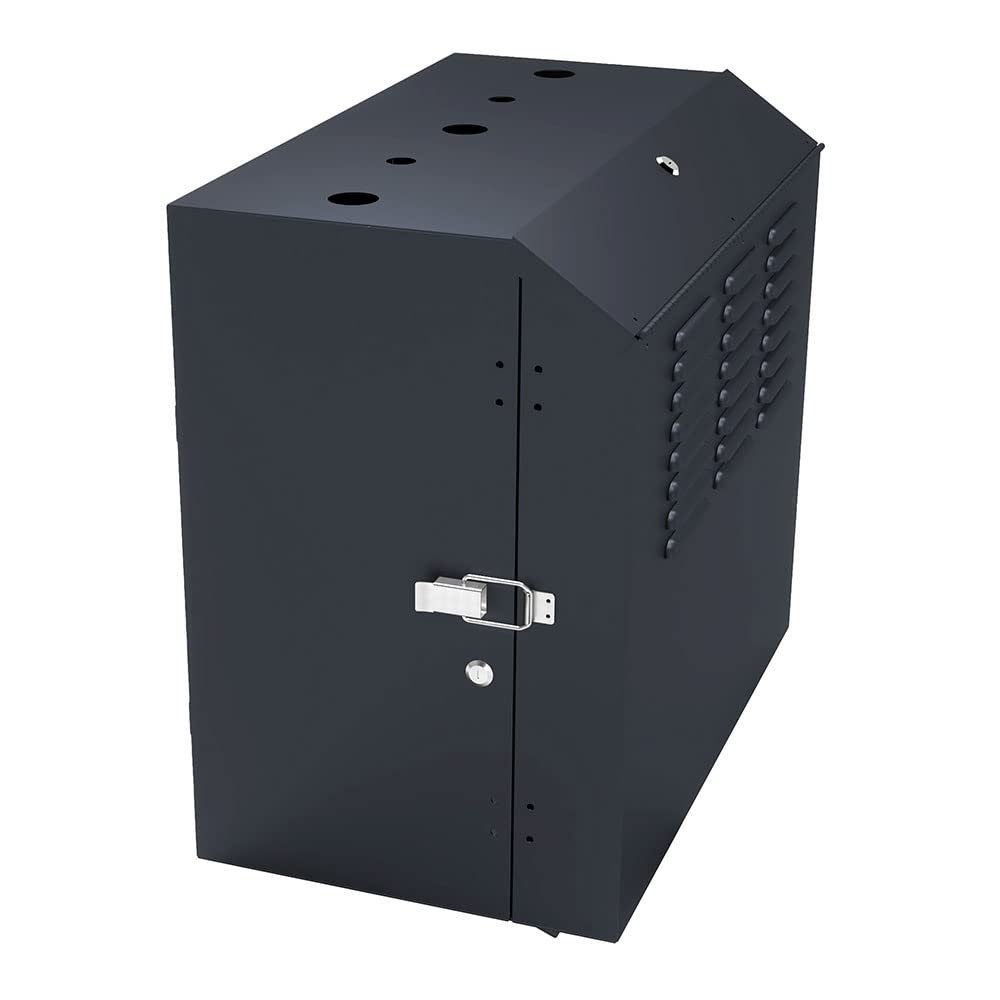 NavePoint 8U Vertical Server Rack Enclosure, Low Profile, 15.7" Deep, Max Weight Capacity 132lbs - 8U Network Cabinet Vertical Wall Mount, Perforated, Black