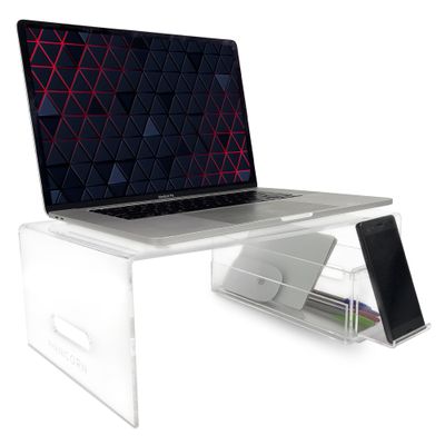 AHANICORN Acrylic Laptop Stand for Desk, Bed, and Coffee Tables with Detachable Phone Stand Compatible with 16 Inch MacBook Pro
