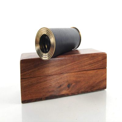 HomeRoots 1.5" X 15" X 1.5" Handheld Telescope in Wood Box