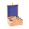 HomeRoots Rustic Brass and Leather Binoculars in Wood Storage Box view 1