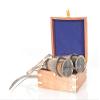 HomeRoots Rustic Brass and Leather Binoculars in Wood Storage Box view 2