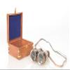 HomeRoots Rustic Brass and Leather Binoculars in Wood Storage Box view 3
