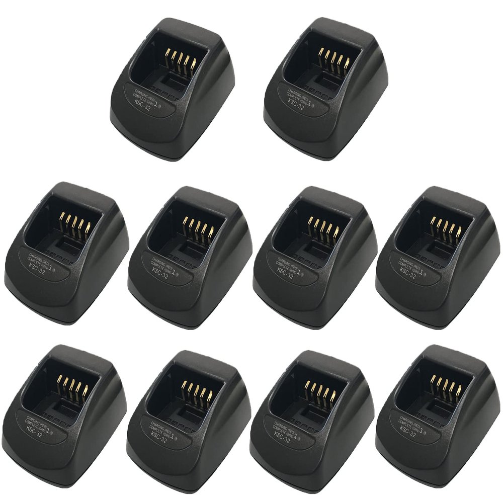 10Pack KSC-32 Rapid Charger Base Compatible with TH-D72A TK-2180 TK-3180 TK-5210 TK-5310 NX-5200 NX-5300 NX-5400 NX-410 NX-411 KNB-33L KNB-43L KNB-47L KNB-48L Without Cord
