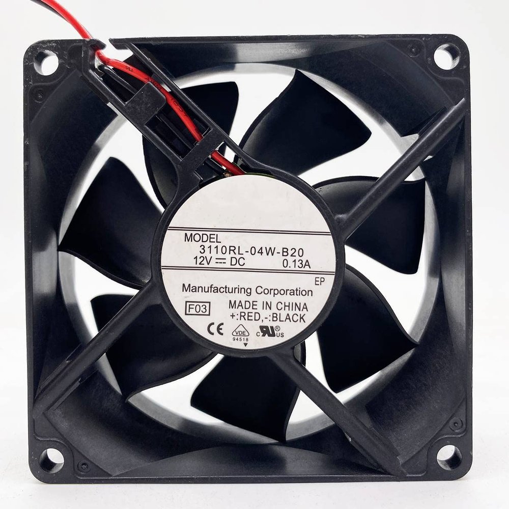 3110RL-04W-B20 80x80x25mm 8cm DC12V 0.13A 2-Wire Silent case Cooling Fan