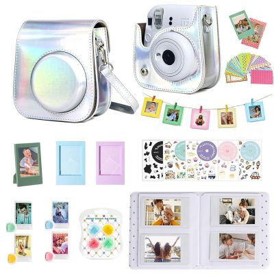 WOGOZAN Accessories Kit for Fujifilm Instax Mini 12 Instant Camera with Mini 12/11 Case + Color Filters + Photo Album & Frames + Wall Hanging Frame + DIY Sticker (Shiny Silver)
