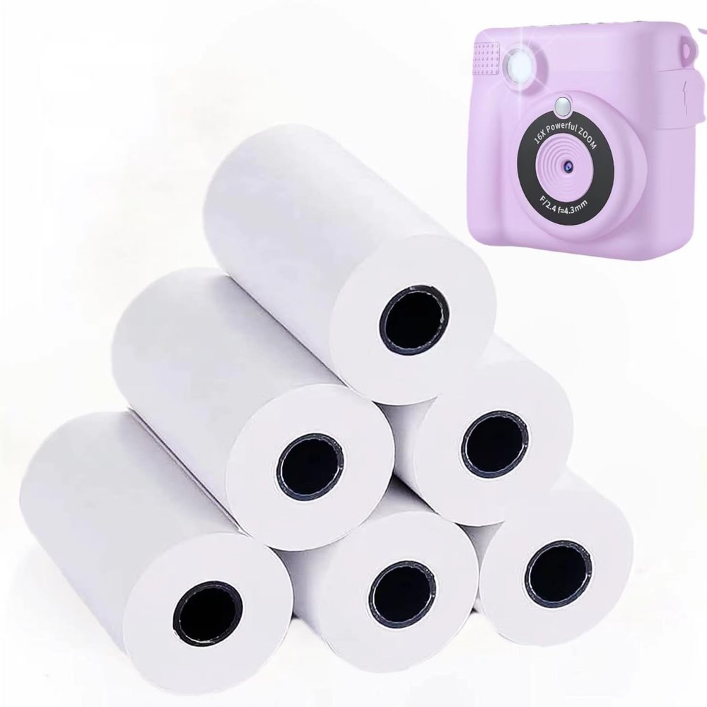 Kids Camera Instant Print Paper, BPA-Free & Safe Paper for Kids Camera, Thermal Print Clearly Without Ink, Easy for Children to Tear, Long-Term Clear Display, 6 Rolls for Printing About 720 Photos