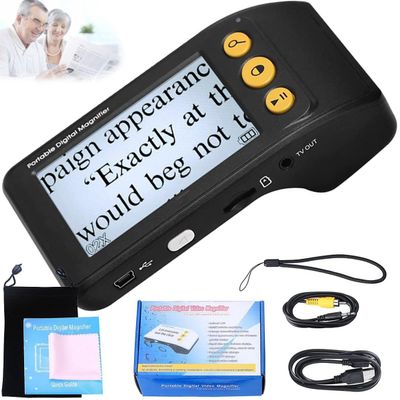 Handheld Digital Video Magnifying Glass,3.5 Inches 320 * 240 Screen,Portable E-Reader 2~25 Times Magnifying Glass,8 Image Color,Suitable for Myopia,Visually Impaired People,Black
