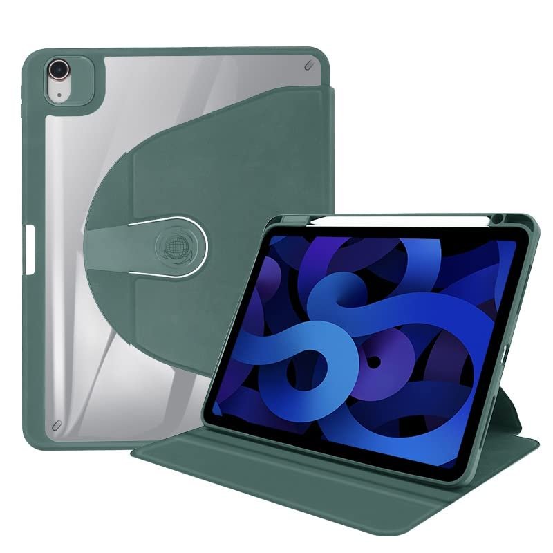 Case Cover Case Compatible with iPad Air5 2022,360 Rotating Stand Smart Tablet Cover,Hard PC Back Shell Slim Case Hard Shell Folio Case Cover,Auto Sleep/Wake Tablet Case Tablet Cover ( Color : Emeral