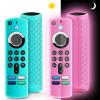 (2 Pack) ONEBOM Silicone TV Remote Cover Case, Anti Slip Silicone Protective Control Case Cover with LanyardGlow Pink&Sky Blue view 1