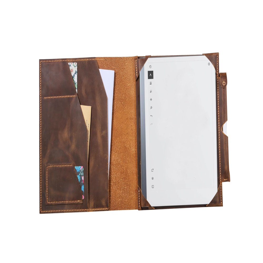 Leather case with Pen Holder for Remarkable 2,Distressed Folio Organizer for Remarkable 2 Tablet