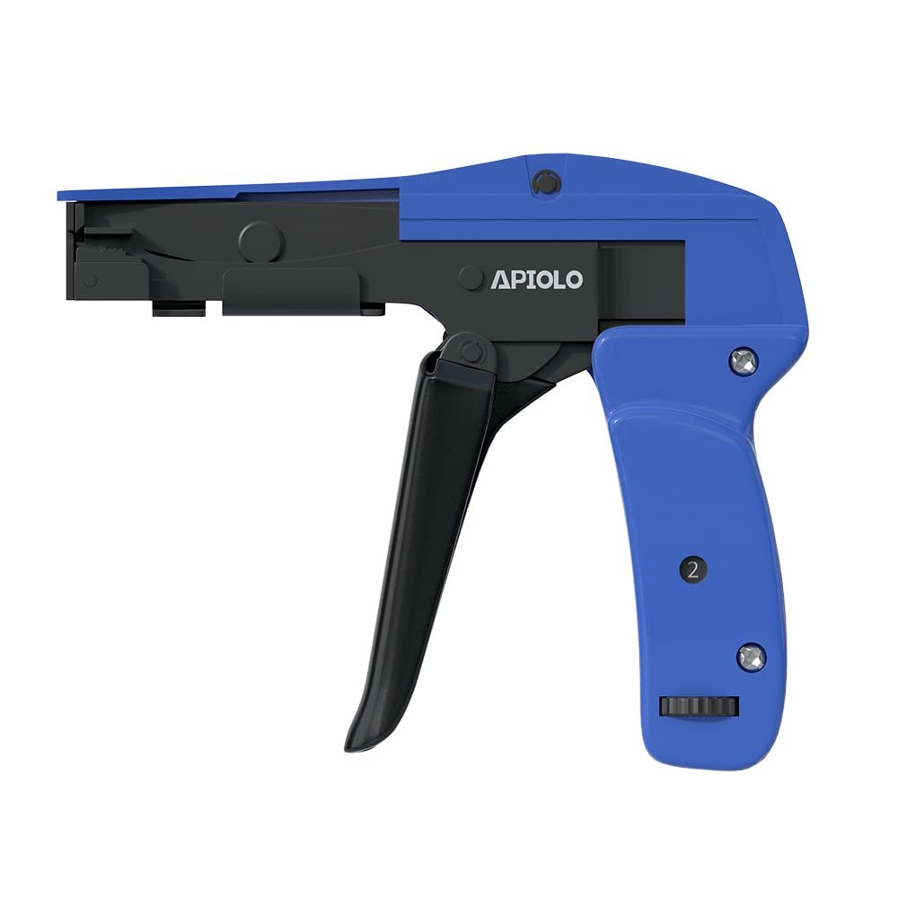Cable Tie Gun, Ergonomic Hand Operated Fastening Zip Tie Gun, Adjustable Tension to Fasten, Cutting with 1-3 Tension Setting, Blue, 6.29 Inches Length Fastening Cable Tie Tool