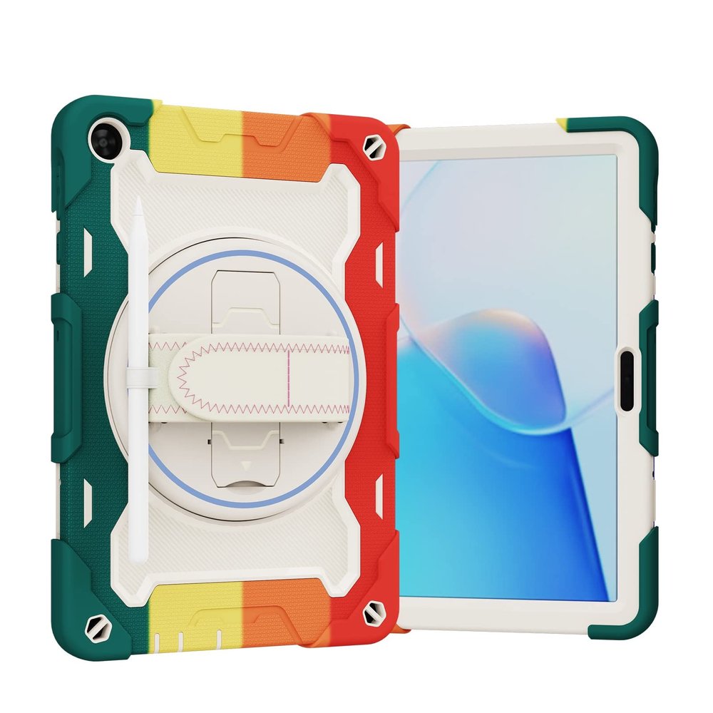 Case Cover Kids Case Compatible with Huawei Enjoy Tablet 2/MatePad T10/T10S/Matepad SE/Honor X8,Multi-Angle Elastic Bracket+360Adjustable Swivel Hand Strap Three-in-one Shatter-Resistant Shell,Drop-P
