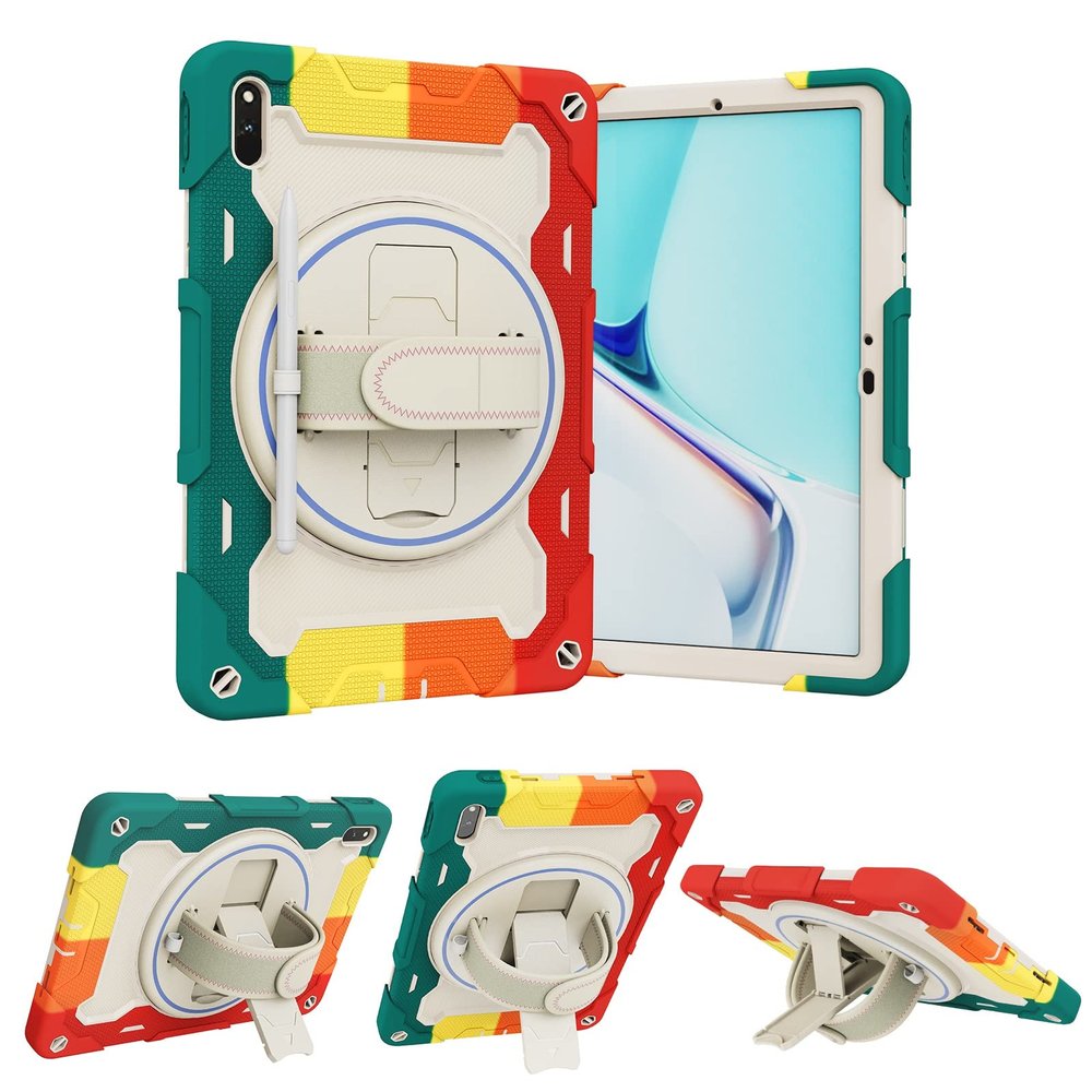 Case Cover Kids Case Compatible with Huawei Matepad 11 2021 ,Multi-Angle Elastic Bracket+360 Adjustable Swivel Hand Strap Three-in-one Shatter-Resistant Shell, Drop-Proof,Shoulder Strap Tablet Cover