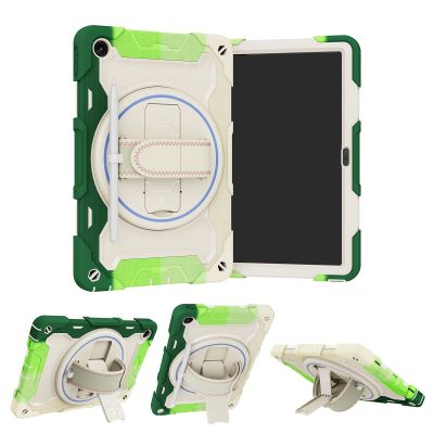 Case Cover Kids Case Compatible with Lenovo Tab M10 Plus 3rd Gen 10.6" TB-125F/128F (2022),Multi-Angle Elastic Bracket+360 Adjustable Swivel Hand Strap Three-in-one Shatter-Resistant Shell, Drop-Proo