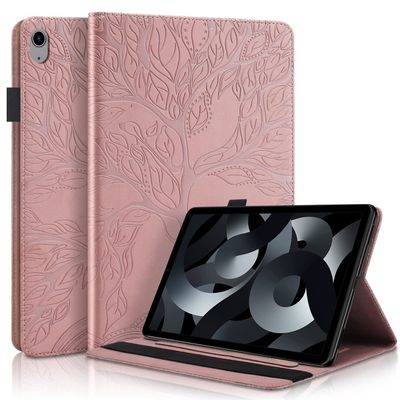 SGTD Case Cover Compatible with iPad 10th Generation 10.9 inch 2022 PU Leather Case Flip Wallet Protective Cover Tree of Life Tablet Case Card Slot Tablet PC Cover Tablet Cover (Color : Rose Gold)