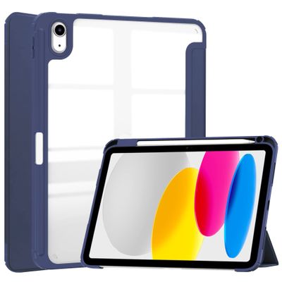 SGTD Case Cover Case Compatible with iPAD 10 2022 Tablet Case, TPU Slim Cover with Pencil Holder, Auto Wake/Sleep Smart Case with Clear Transparent Back Shell Back Tablet Cover (Color : Dark Blue)