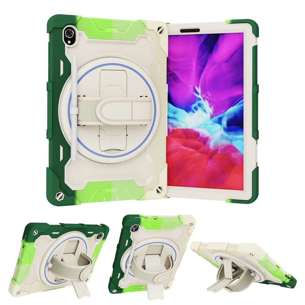 Case Cover Kids Case Compatible with Lenovo Tab M10 FHD Plus (2nd Gen) TB-X606F/Tab M10 HD/Tab K10,Multi-Angle Elastic Bracket+360 Adjustable Swivel Hand Strap Three-in-one Shatter-Resistant Shell,Sh