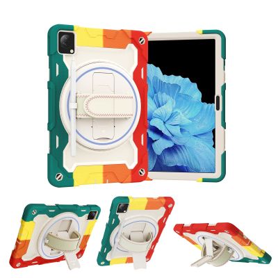 Case Cover Kids Case Compatible with VIVO PAD 11" ,Multi-Angle Elastic Bracket+360 Adjustable Swivel Hand Strap Three-in-one Shatter-Resistant Shell, Drop-Proof,Shoulder Strap Tablet Cover ( Color :