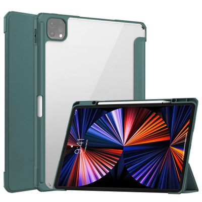 Case Cover Case Compatible with iPAD Pro 12.9 2022 12.9inch Tablet Case, TPU Slim Cover with Pencil Holder, Auto Wake/Sleep Smart Case with Clear Transparent Back Shell Back Tablet Cover ( Color : Dar