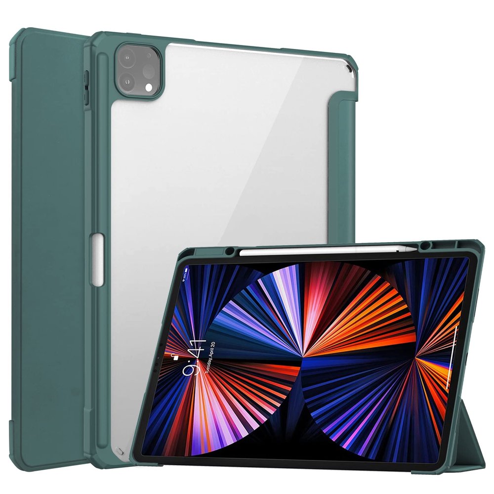 Case Cover Case Compatible with iPAD Pro 12.9 2022 12.9inch Tablet Case, TPU Slim Cover with Pencil Holder, Auto Wake/Sleep Smart Case with Clear Transparent Back Shell Back Tablet Cover ( Color : Dar