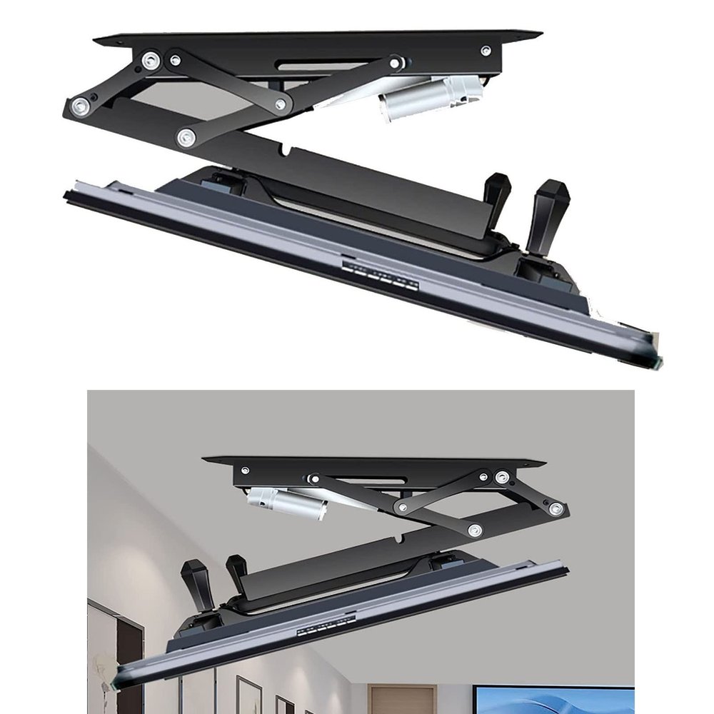 THEGA Motorized TV Ceiling Mount - TV Wall Mount, Telescopic TV Ceiling Mount with Auto Lift, Remote Control Electric Pull Down Mantel Mounting Bracket, 0-85 Flip Down, Fits 32-70 Inch TVs