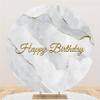 Yeele 6.5x6.5ft Abstract Marble Birthday Backdrop Polyester Grey Gold Marble Texture Round Backdrop Happy Birthday Photography Background for Men Women Bday Party Decoration Dessert Cake Table Banner view 1