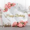 Yeele 6.5x6.5ft Abstract Marble Birthday Backdrop Polyester Grey Gold Marble Texture Round Backdrop Happy Birthday Photography Background for Men Women Bday Party Decoration Dessert Cake Table Banner view 2
