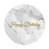 Yeele 6.5x6.5ft Abstract Marble Birthday Backdrop Polyester Grey Gold Marble Texture Round Backdrop Happy Birthday Photography Background for Men Women Bday Party Decoration Dessert Cake Table Banner view 3