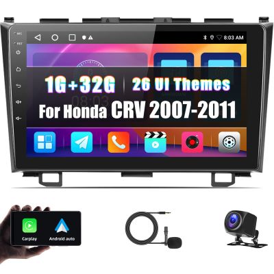 Camecho Android Radio for Honda CRV 2007-2011, Android 13 Car Stereo with Mirror Link, 9 Inch Car Radio with Bluetooth, EQ, GPS, WiFi + AHD Backup Camera & MIC (1+32G)