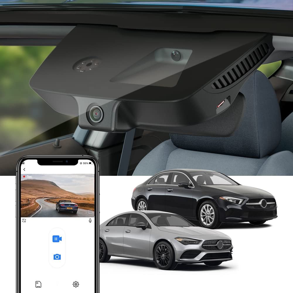 Fitcamx 4K Dash Cam Suitable for Mercedez-Benz A Class A220 2019-2022 W176 W177 & CLA 250 2014-2023 C117 C118 (HD2-6034), OEM Look, 2160P Video WiFi, Loop Recording G-Sensor, Easy to Use, 64GB Card