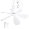 Xindejia USB Powered Small Ceiling Fan 6 Blades Quiet DC 5V USB Hanging Fans for Indoor Outdoor RV Bed Room Dorm Desk Travel Camping Tent Cubicle Mini Portable Canopy Fans - White view 1