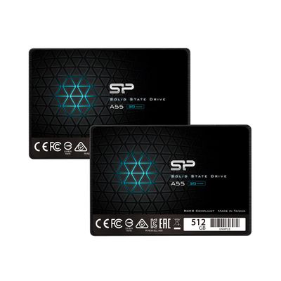 Silicon Power 2-Pack 512GB SSD 3D NAND A55 SLC Cache Performance Boost SATA III 2.5" 7mm (0.28") Internal Solid State Drive