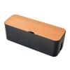 Cable Management Box - Wooden Style Large Cord Organizer Box to Hide Wires & Power Strips | Desk Computer Cable Organizer Box | Safe ABS Materia for Home & Office (Black) view 1