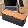 Cable Management Box - Wooden Style Large Cord Organizer Box to Hide Wires & Power Strips | Desk Computer Cable Organizer Box | Safe ABS Materia for Home & Office (Black) view 2