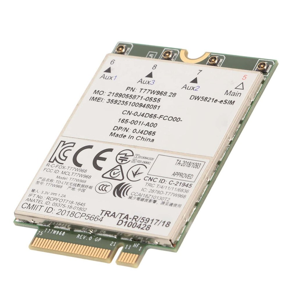 4G Module Card, 77W968 DW5821e CAT16 1GBPS Networking Card, Support Support E eSIM Network Card for Laptop