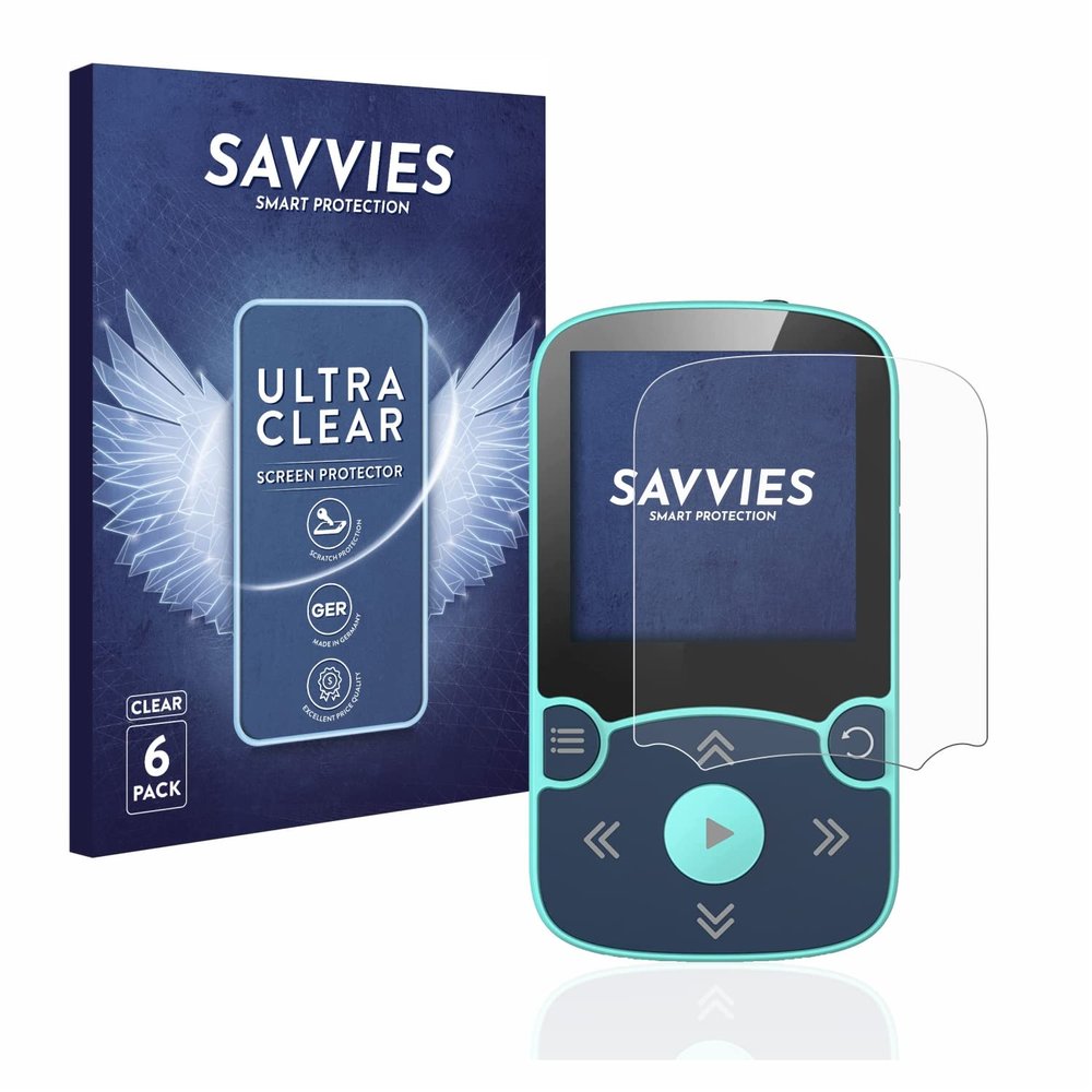 savvies Screen Protector Compatible with AGPtek A65X MP3 Player with Clip Protection Film Clear 6-Pack