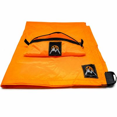 VIAM Outdoors Multi Cloth Waterproof Ultralight Lightweight Backpacking Camping and Survival Tarp | 1.9oz Orange | Measures 54 inches by 72 inches | has Stake Loops and Guy line Loops