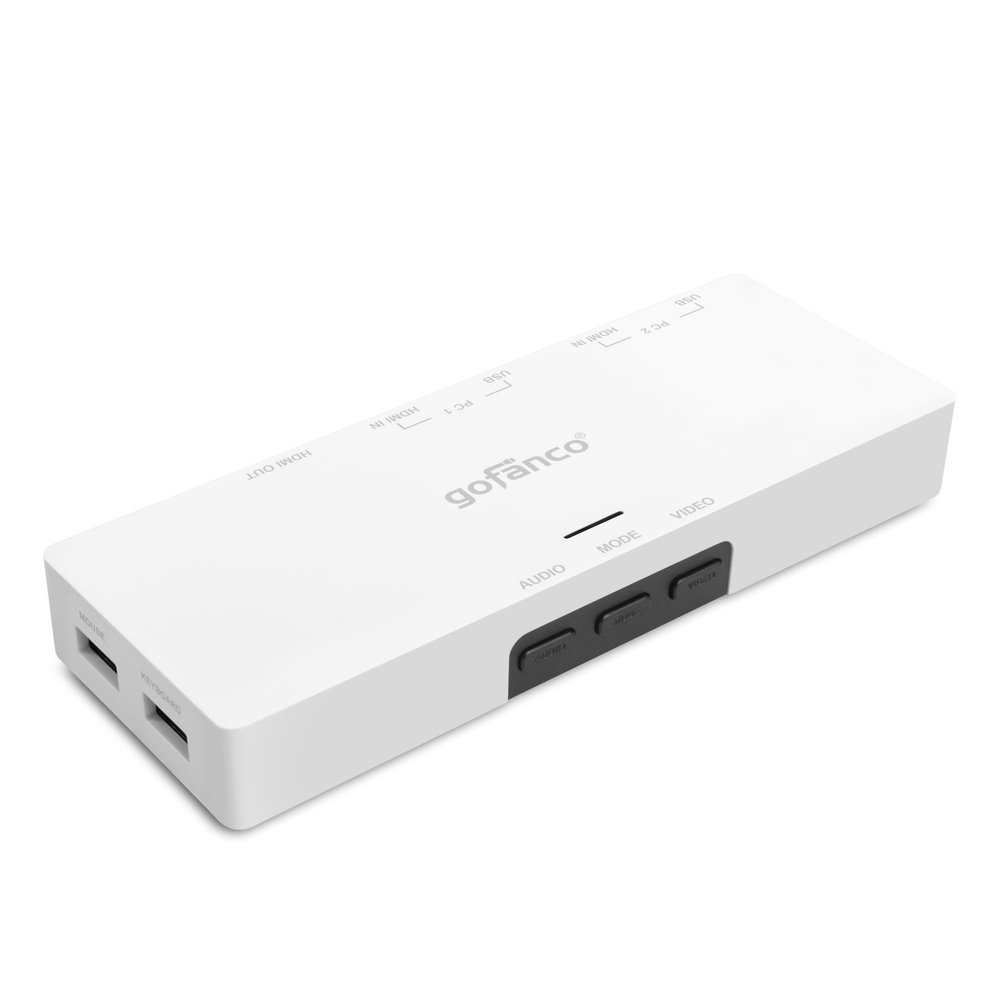 gofanco 2-Port HDMI USB KVM Scaler Switch Seamless Switching, Scales to 4K @30Hz or 1080p Output, HDMI 1.4, USB Keyboard/Mouse, Multi Viewing, OSD, Dolby/DTS, Windows, Mac OS, Linux (KVMScaler2Pv2)