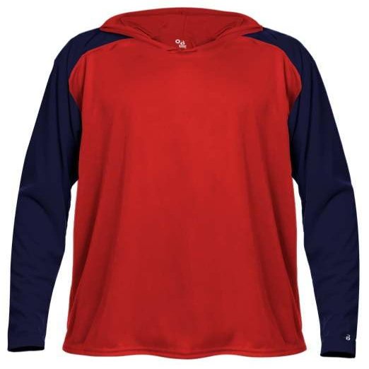 Badger Sports Breakout Hood Tee - S - RD/NY