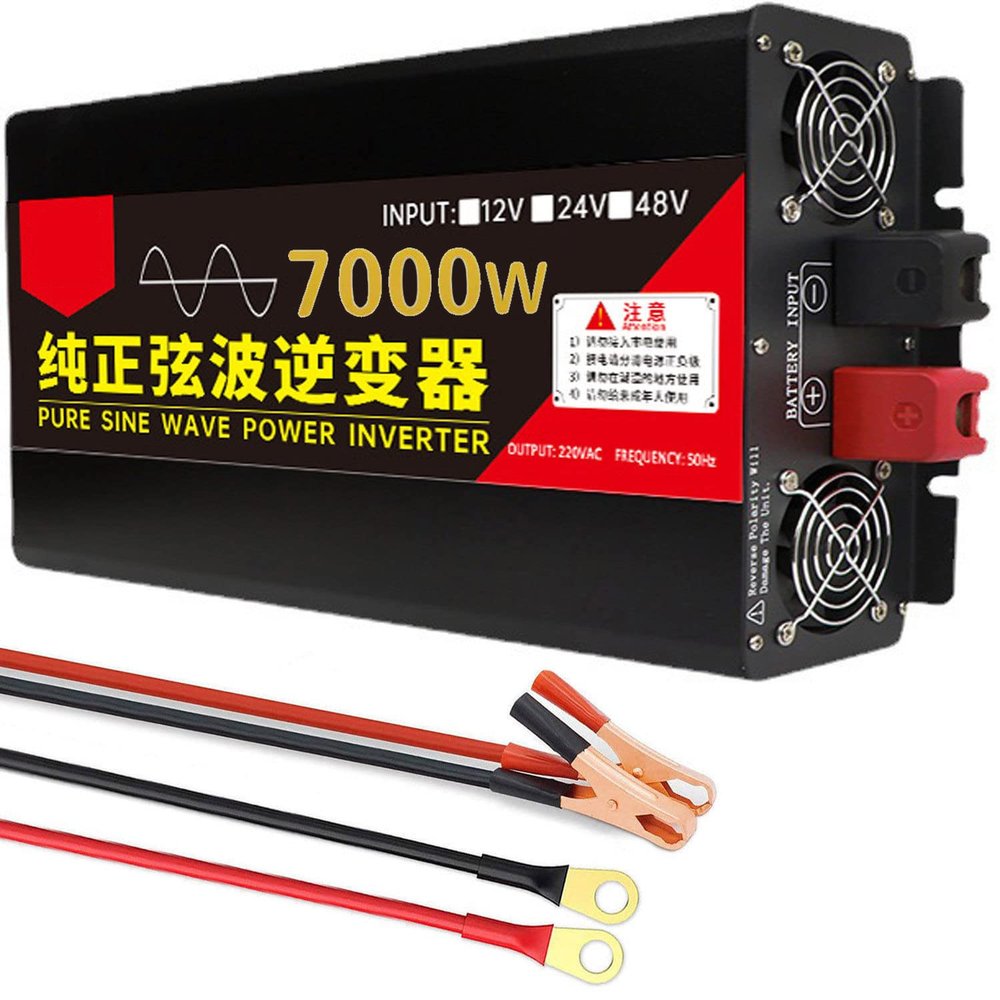1600W/3000W/3500W/4500W/7000W/10000W Pure Sine Wave Power Inverter 12V/24V/48V/60V/72V DC to 110V/230V AC with AC Outlets LCD Display, for Home RV Truck Solar System,7000W-24Vto220V