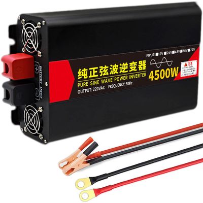 FAIRYT 1600W/3000W/3500W/4500W/7000W/10000W Pure Sine Wave Power Inverter 12V/24V/48V/60V/72V DC to 110V/230V AC with AC Outlets LCD Display, for Home RV Truck Solar System,4500W-12Vto220V